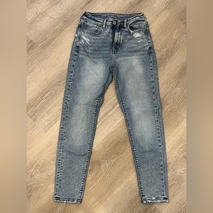 American Eagle Distressed Straight Jeans Blue
